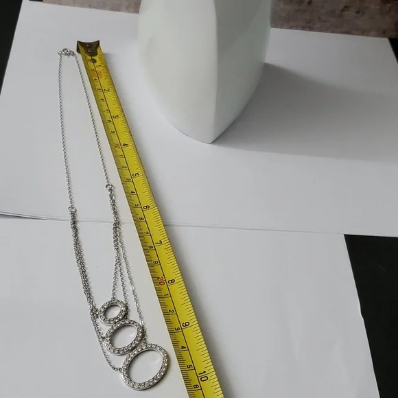 Sterling Silver 925 Three Tier Oval Necklace - Picture 4 of 4